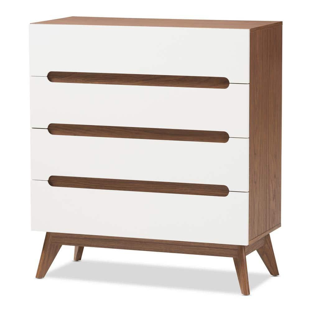Calypso Mid-Century Modern Wood 4 Drawer Storage Chest Brown - Baxton Studio: Sleek Scandinavian Design, Space-Saving