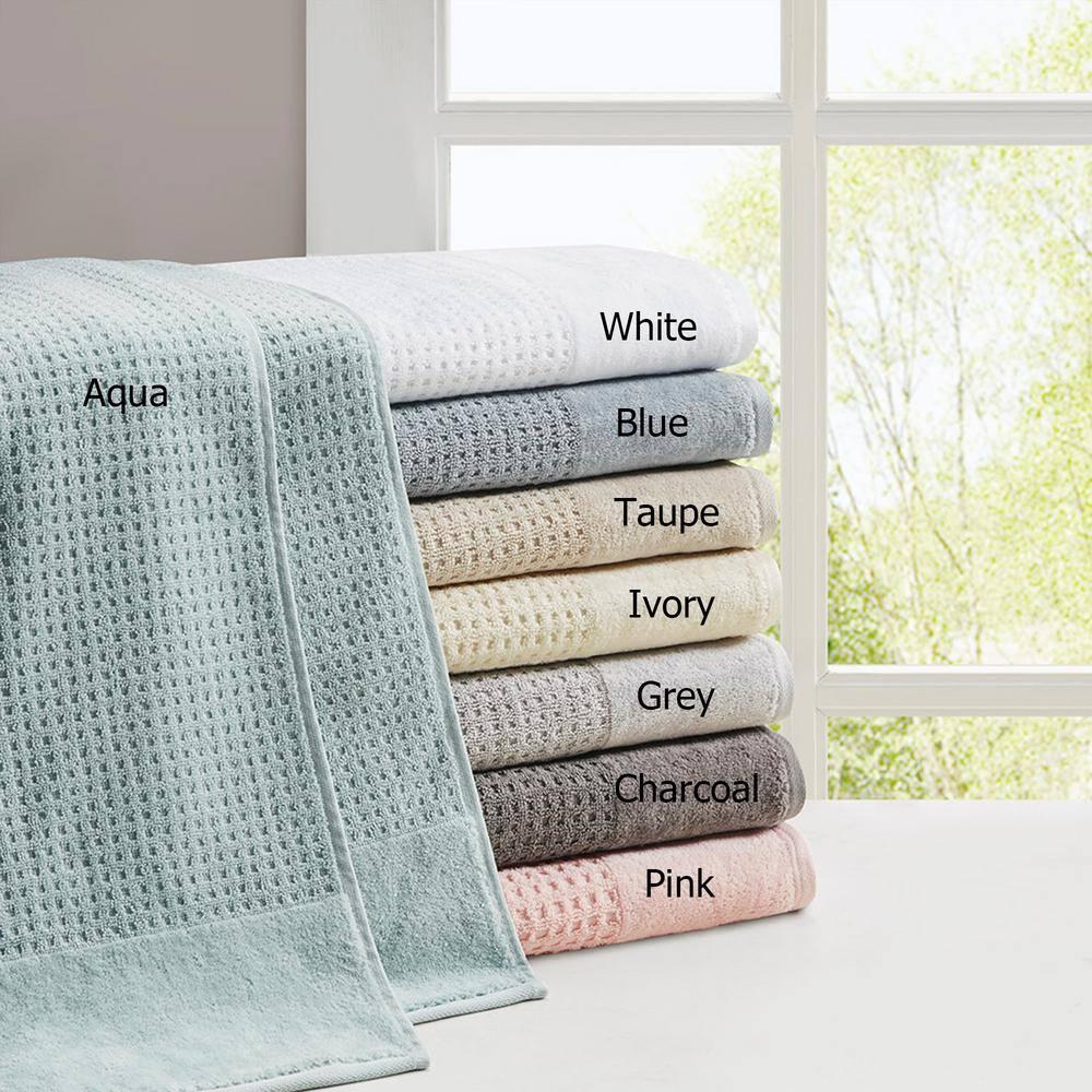Madison Park Spa Waffle Cotton Jacquard Antimicrobial Bath Towel 6 Piece Set
