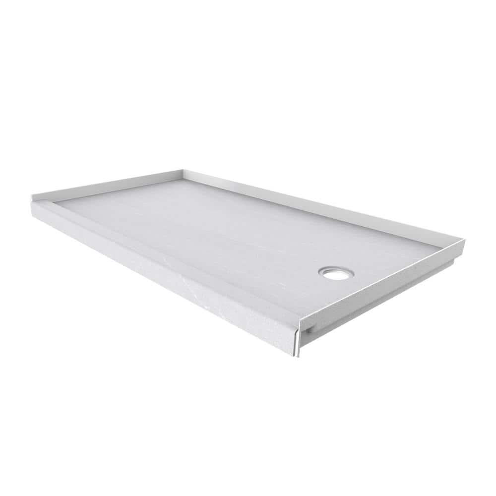 FlexStone 60"L x 30"W Single Threshold Alcove Shower Base with Right-Hand Drain