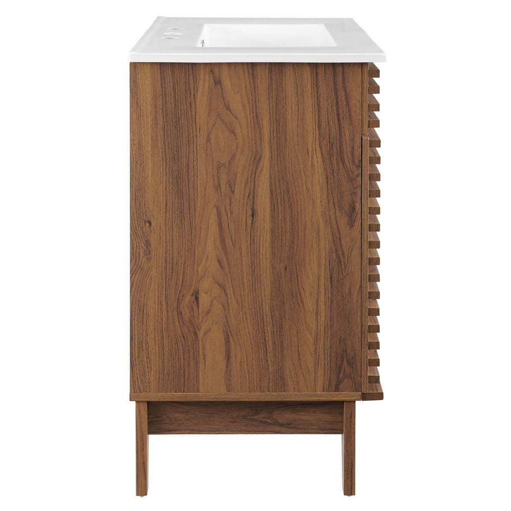 Modway Render Vanity with Sink-Floor, 30 Inch, Walnut White