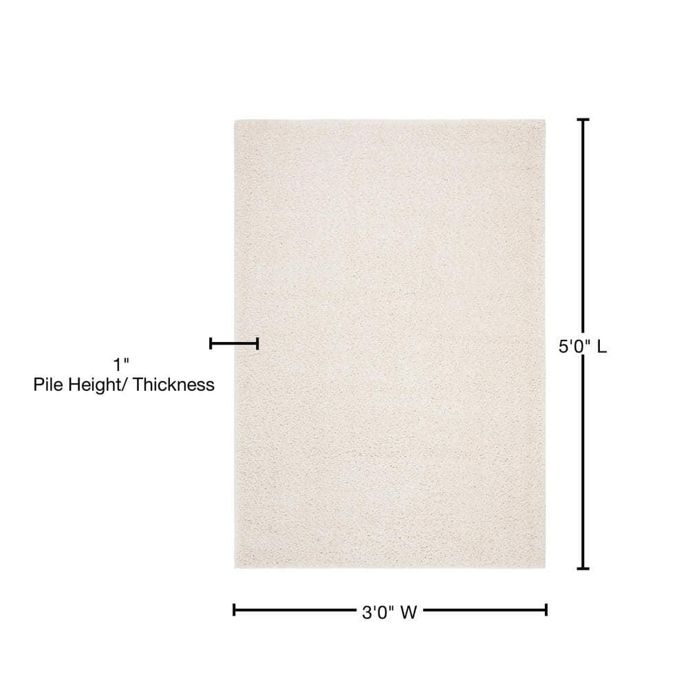 August Shag 900 AUG900 Power Loomed Indoor Accent Rug - Ivory - 3'x5' - Safavieh