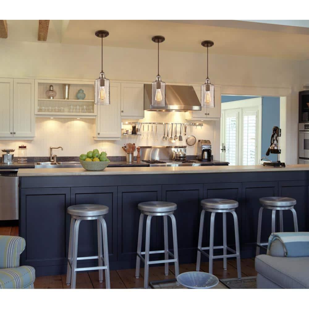 Mini Pendant with Clear Textured Glass - Barnwood