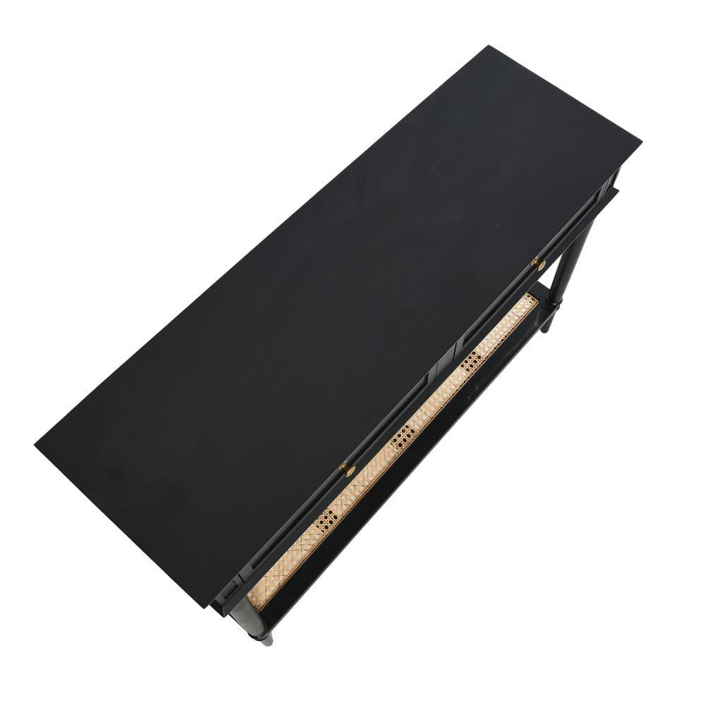 Storied Home Maxwelton Console Table Black: Elegant Entryway Furniture, Acacia & MDF, 32"H x 48"W