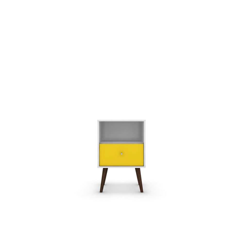 Liberty 1.0 Mid Century Modern Nightstand White/Yellow - Manhattan Comfort