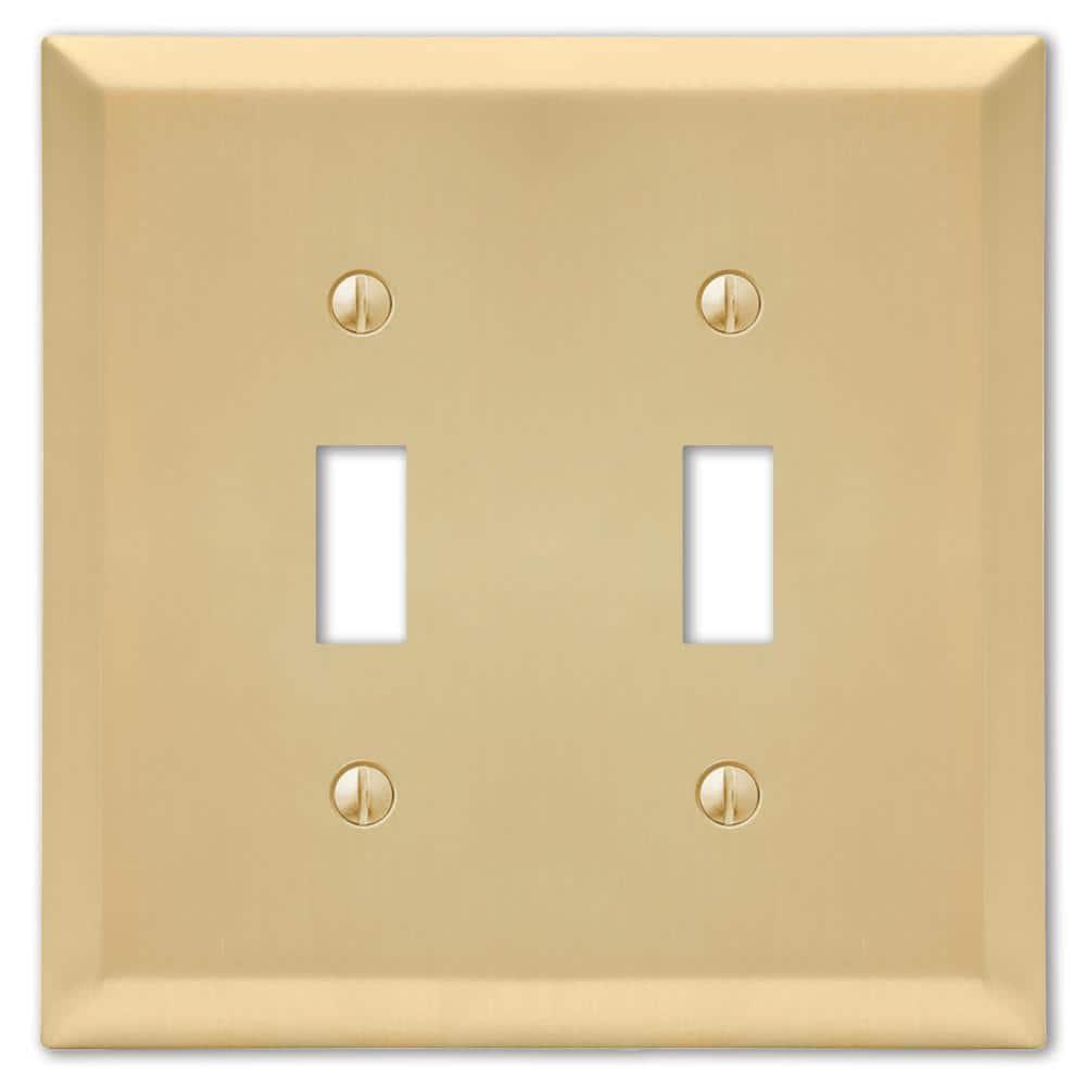 Amerelle Century Satin Brass Brass 2 gang Stamped Steel Toggle Wall Plate 1 pk