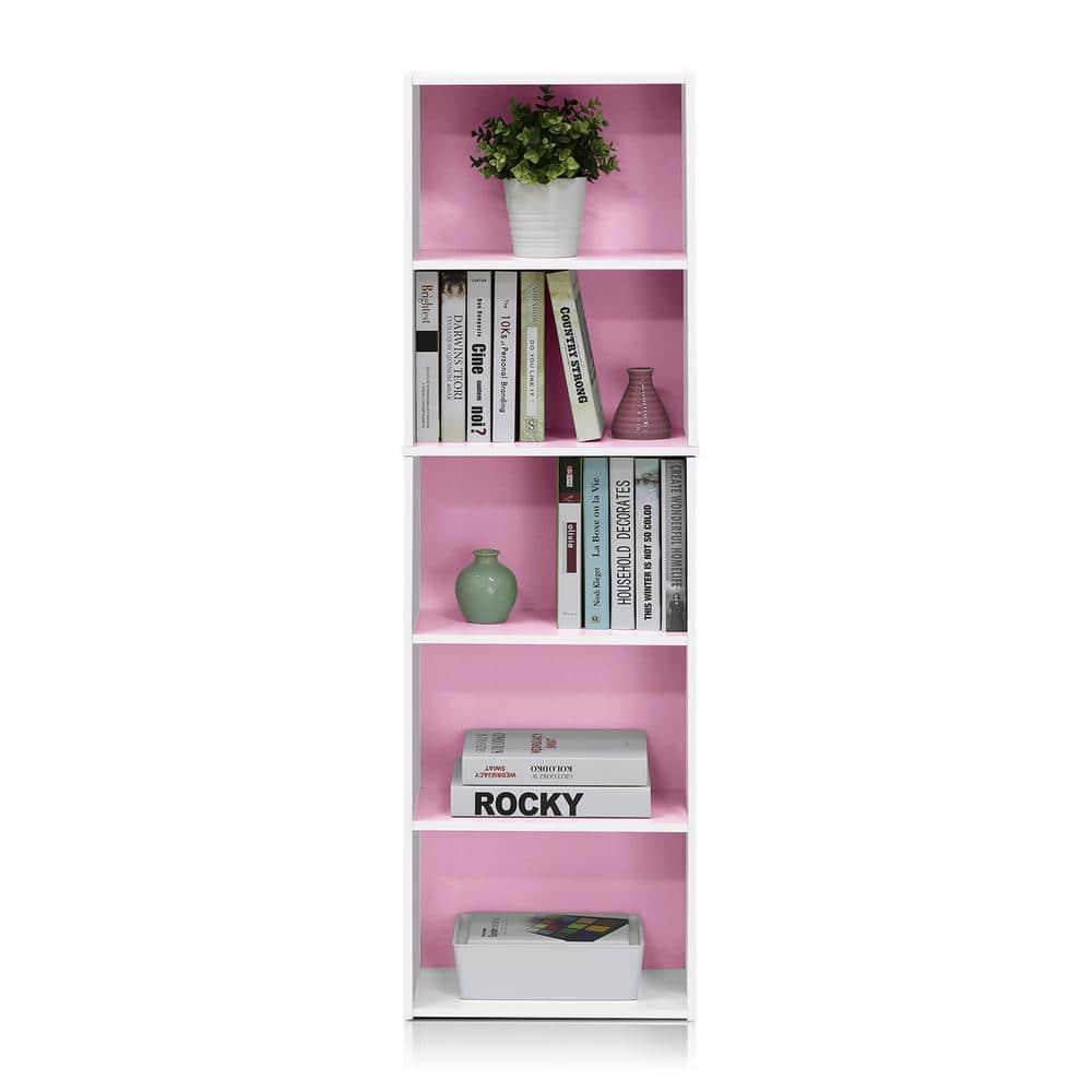Furinno 5 Cube Reversible Storage Bookcase Open Shelf Organzier Horizontal Vertical,Pink