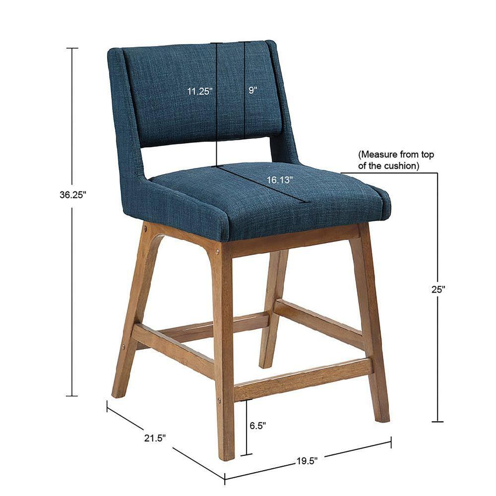 36.25" Boomerang Counter Height Barstool Navy - Ink+Ivy
