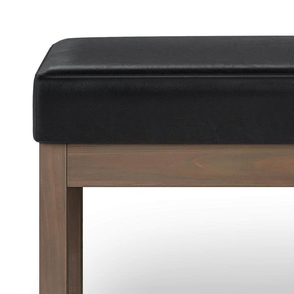 Simpli Home Milltown Ottoman Bench with Upholstered Seat and Solid Wood Frame