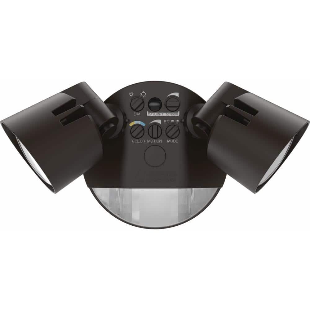 Lithonia Lighting 2 - Head Hardwired Dusk to Dawn Outdoor Security Flood Light with Motion Sensor