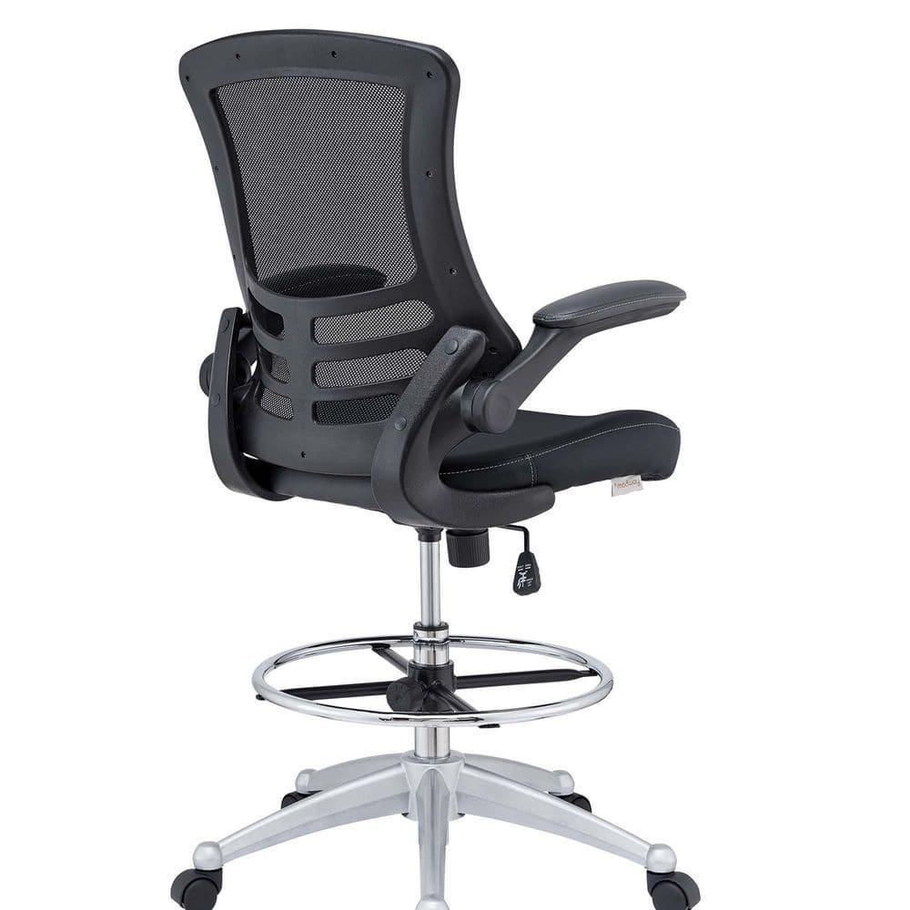 Modway Modway Attainment Vinyl Drafting Chair - Drafting Stool With Flip-Up Arm