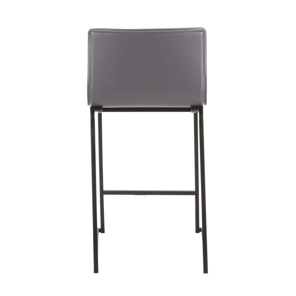 LumiSource Black Metal, Grey PU Mara Counter Stool - Set of 2