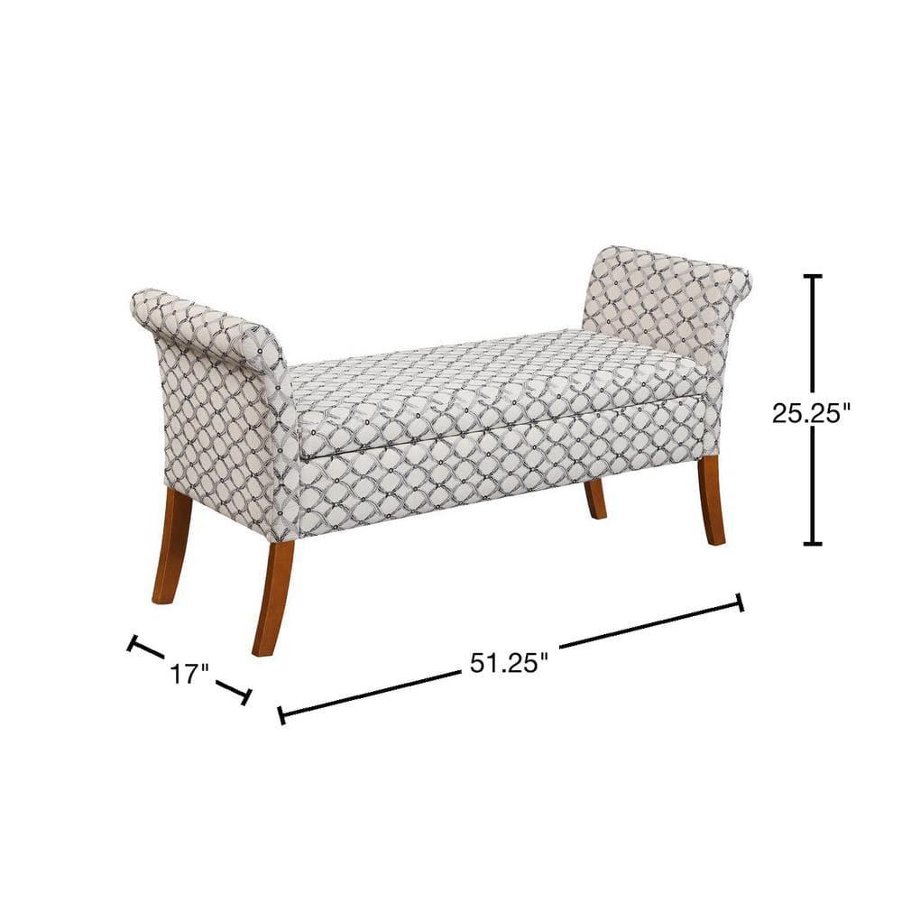 Designs4Comfort Garbo Storage Bench Ottoman  Ribbon Pattern Fabric
