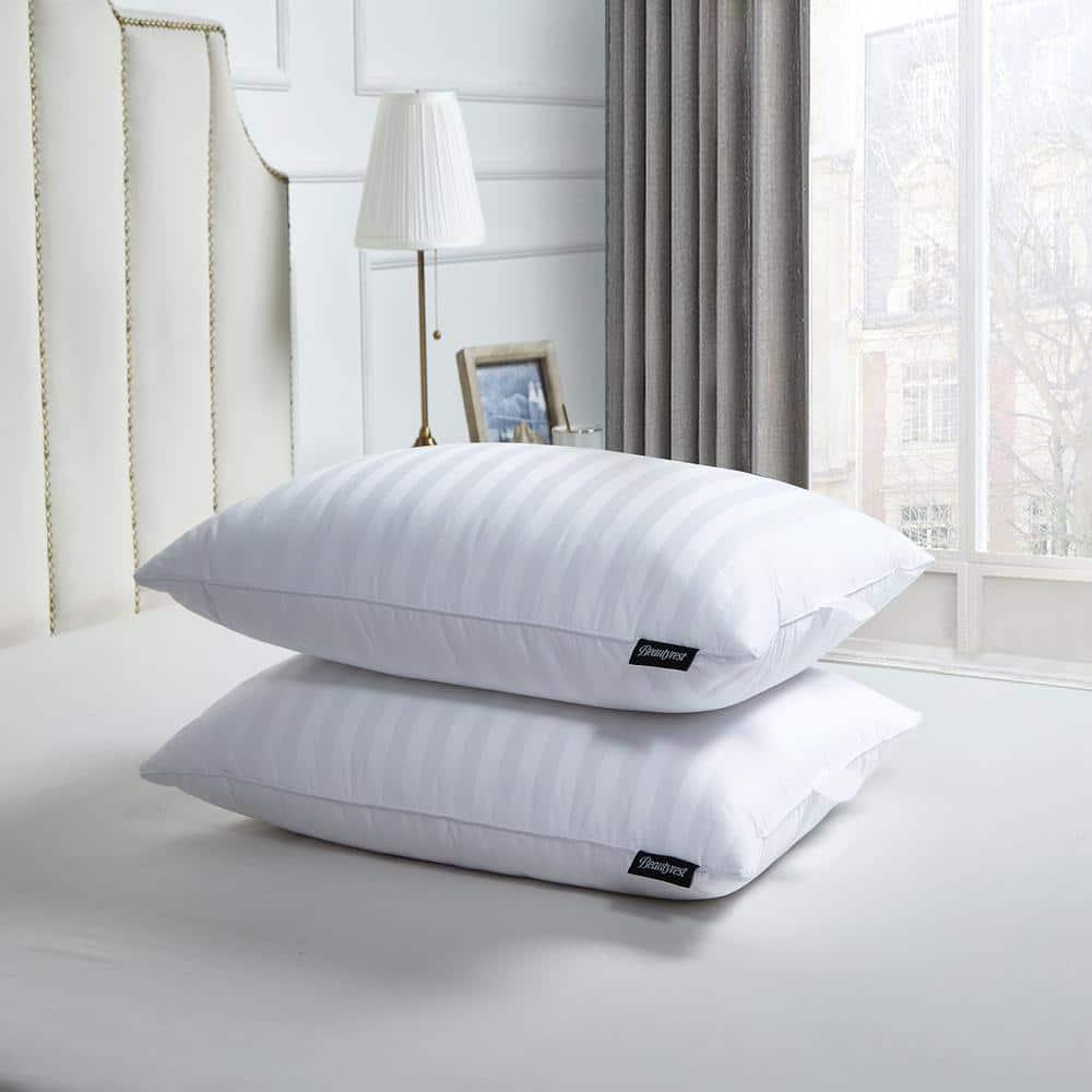 Beautyrest Beautyrest Damask Strip US Grown Cotton Softy-Around Goose Feather/Down Pillow (2PK) - Medium Firm (Set of 2)