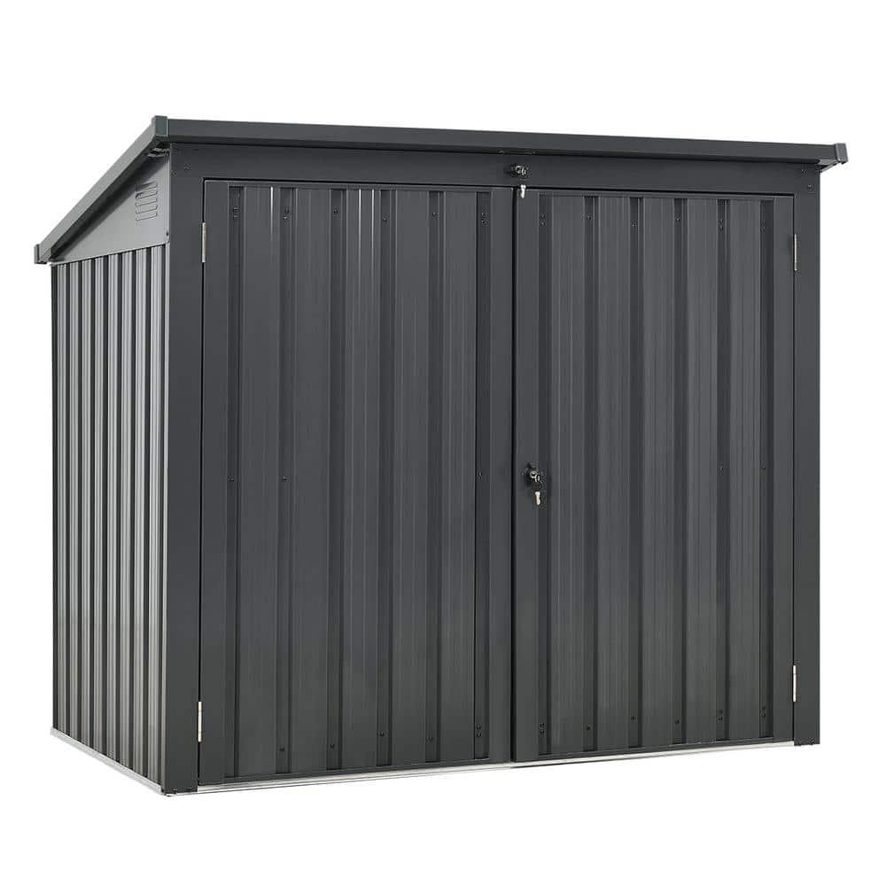 iYofe 5 Ft. W X 3 Ft. D Outdoor Galvanized Steel Garbage Bin Shed，Metal Trash Can Storage，Lockable Shed