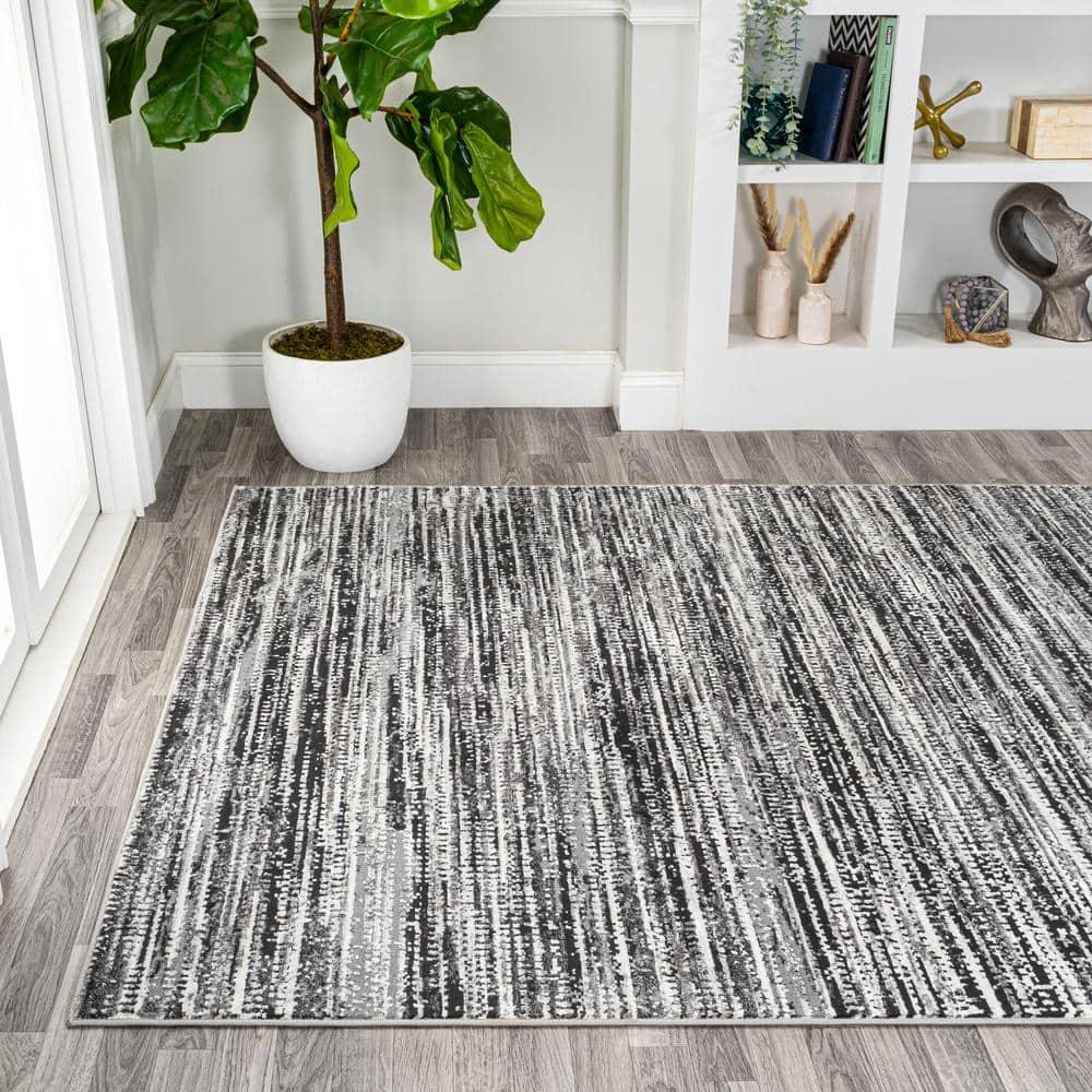 JONATHAN Y Loom Modern Strie'  Black/Gray 8 ft. x 10 ft. Area Rug