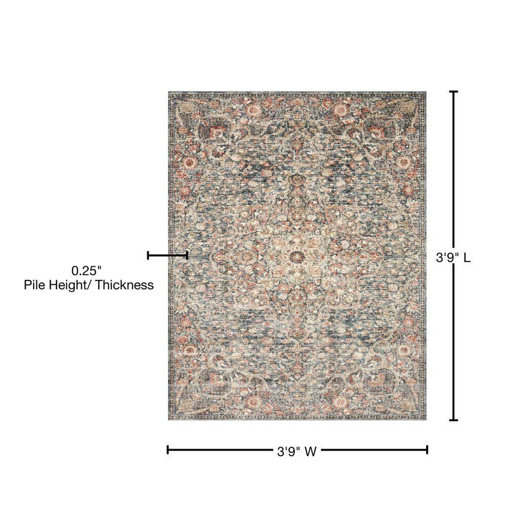 Loloi II Saban SAB-02 Oriental Blue / Spice Area Rug 3'-9" x 3'-9" Round
