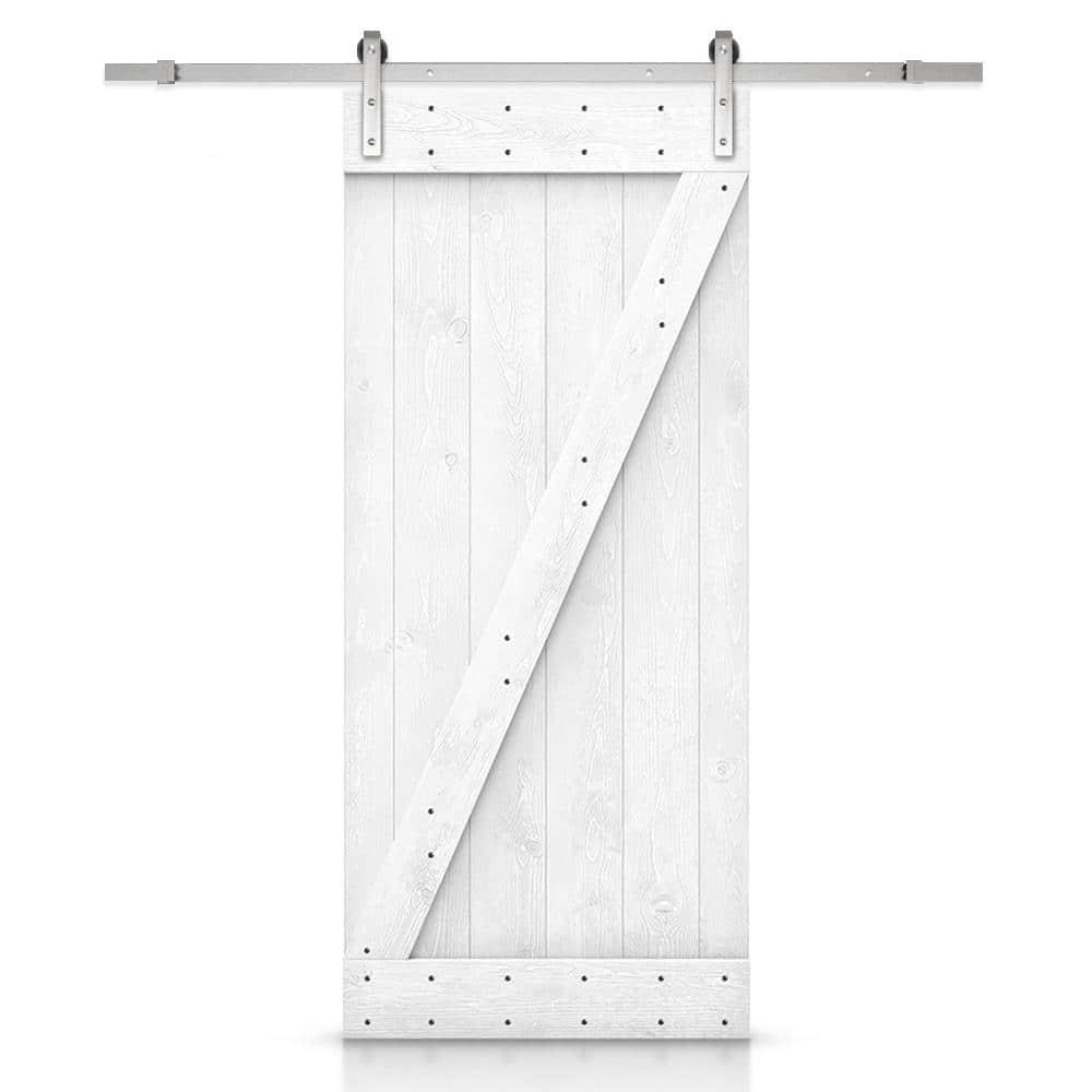 Calhome 84'' Solid + Manufactured Wood Paneled Painted with Installation Hardware Kit Barn Door