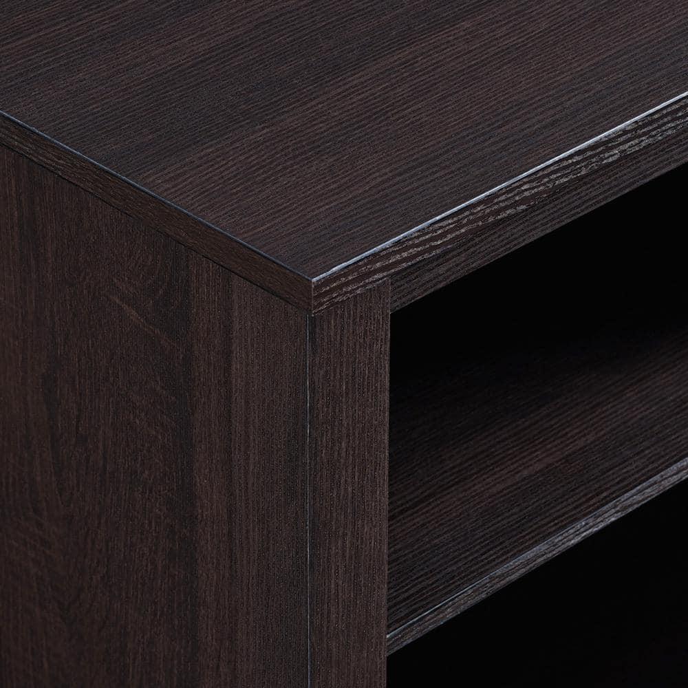 Walker Edison Open Storage Fireplace TV Stand for TVs Up to 80", Espresso