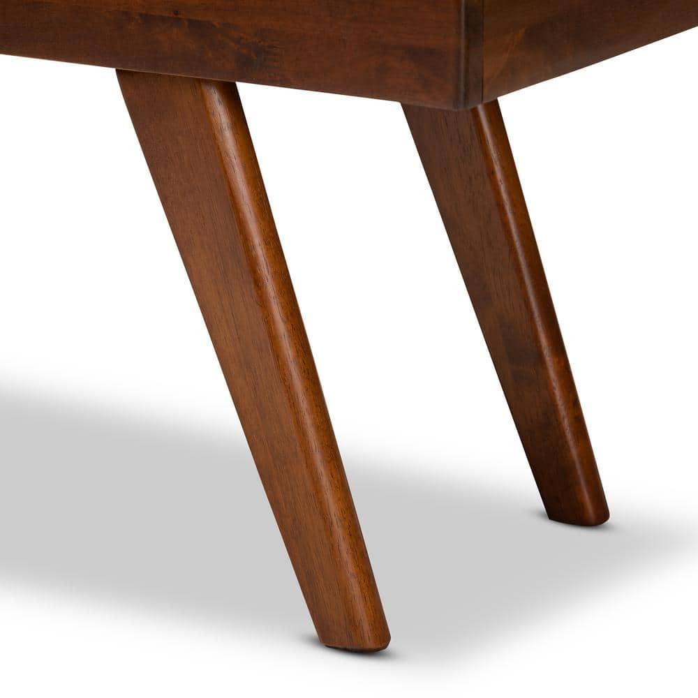 Baxton Studio Alona Medium Wood Dining Bench Gray - : Mid-Century Design, Tapered Legs, Polyester Upholstery, Entryway Seating