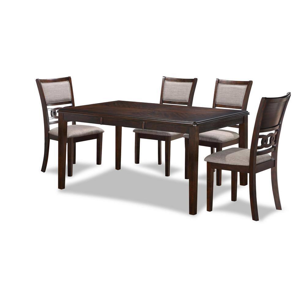 New Classic Gia 60" 5-Piece Rectangular Wood Dining Set with 4 Chairs in Cherry