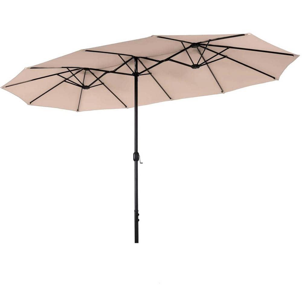 13 ft. Market No Weights Patio Umbrella 2-Side in Beige