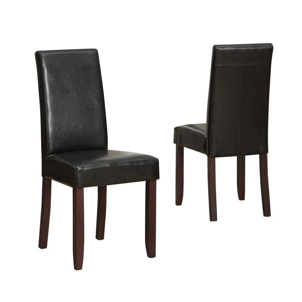 Simpli Home Acadian Parson Dining Chair (Set of 2) in Midnight Black