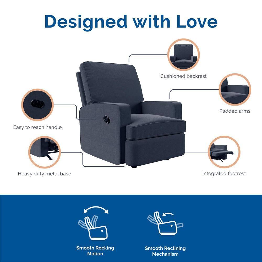 Baby Relax Salma 2-in-1 Rocker Recliner Chair, Navy Velvet