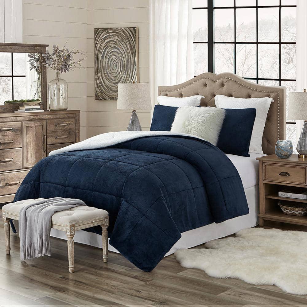 Ultra Plush Reversible Faux Fur and Sherpa 3-Piece Comforter Set