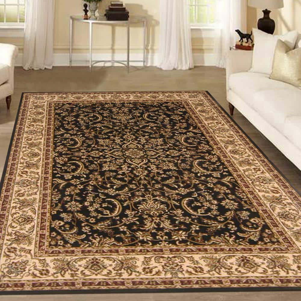 Radici Usa Noble Area Rug 1318 Black Bordered Medallion 3' 3" x 5' 4" Rectangle