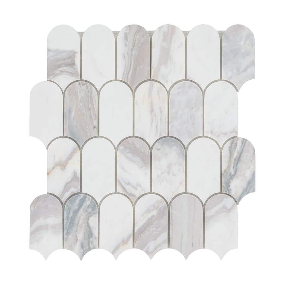 Edessa Scallop 12" x 13" Polished Marble Mosaic Floor and Wall Tile