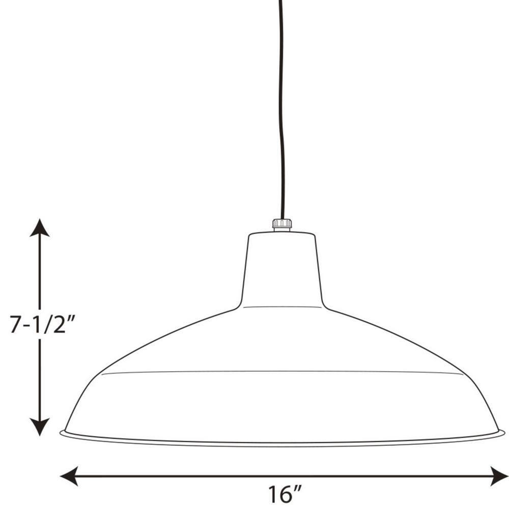 Progress Lighting, Sanabria, 1-Light, Pendant, Matte Black, Spun Metal Shade