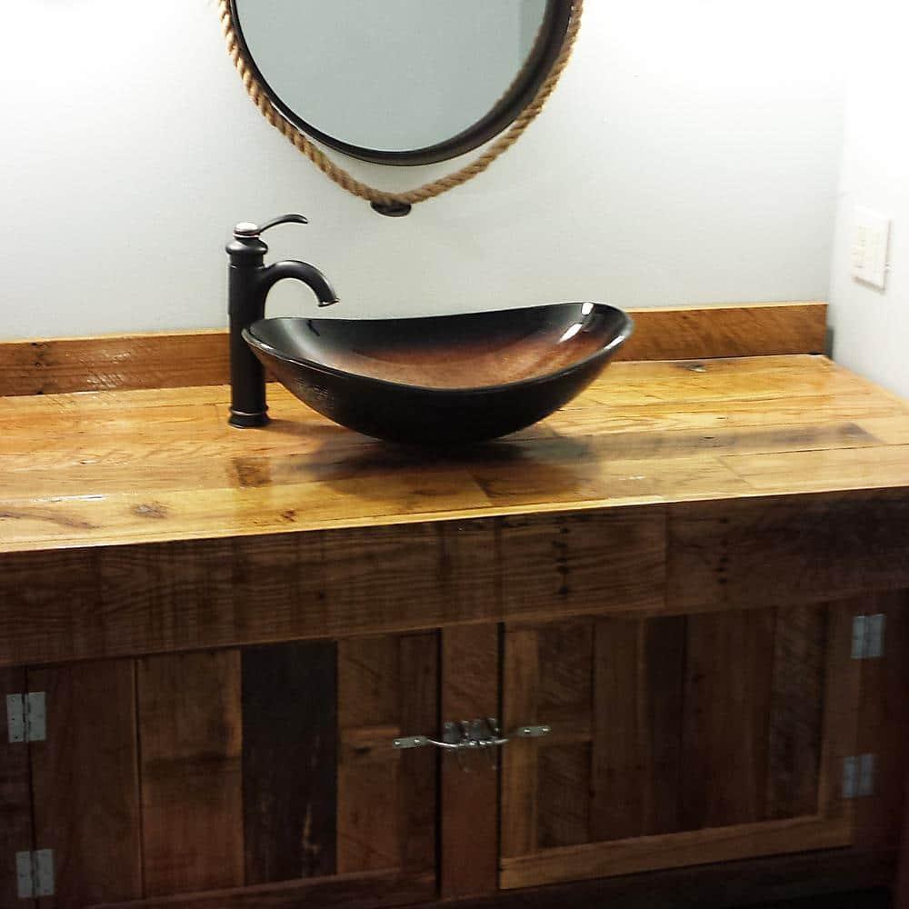 Novatto 15'' Black/Copper Glass Oval Bathroom Sink