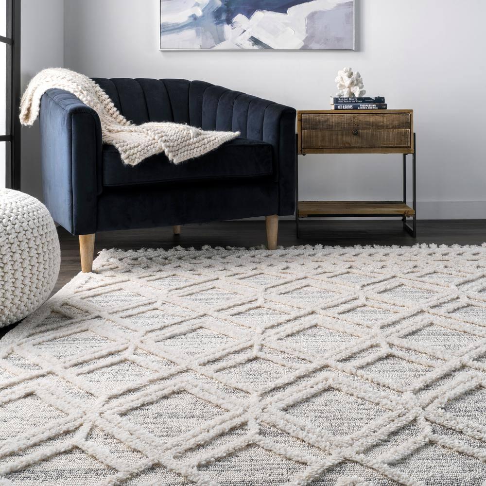 Nuloom 3x5 Ansley Moroccan Tassel Indoor Area Rug, Light Grey, Textured Bohemian Design, Plush High Pile, Stain Resistant, Bedroom, Living Room