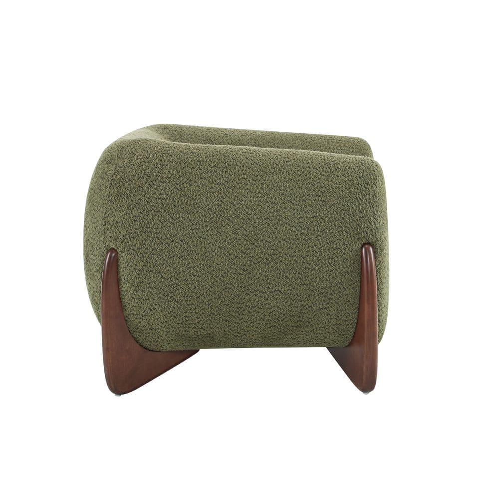 Christopher Knight Home Raymond Birch Wood Boucle Upholstered Club Chair, Olive Green