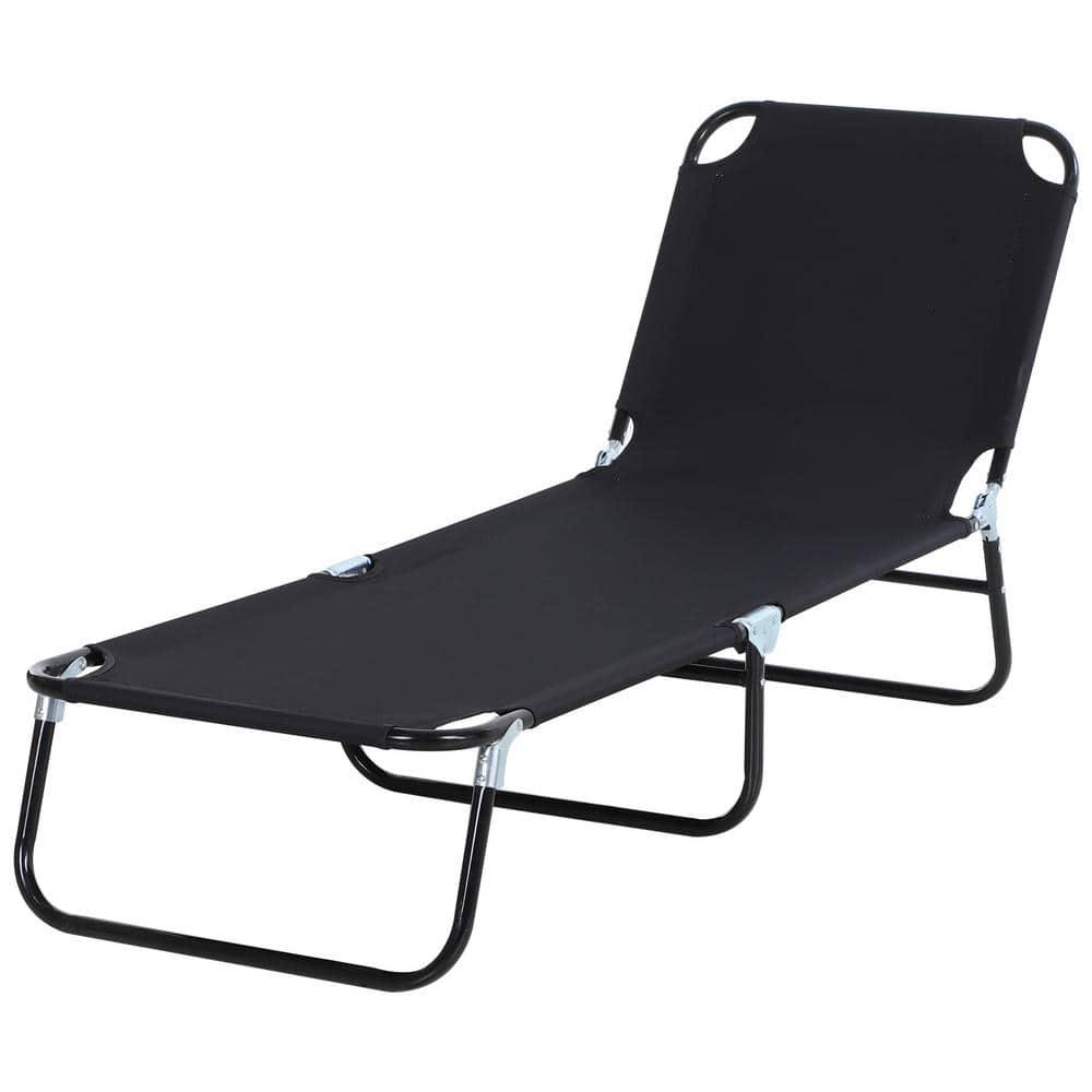 Outsunny Patio Chaise Lounge Chair, Layout Sun Tanning, Folding Sunbathing Beach Chair for Adults, Reclining Lay Down Lounger for Pool, Black