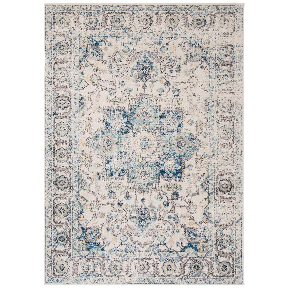 Madison MAD603 Power Loomed Indoor Area Rug - Turquoise/Ivory - 6'7"x9'2" - Safavieh