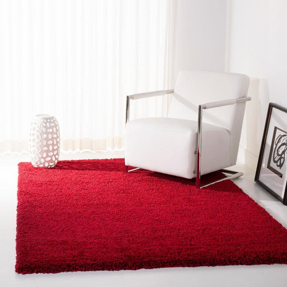 SAFAVIEH August Sophia Solid Shag Area Rug, Red, 9' x 12'