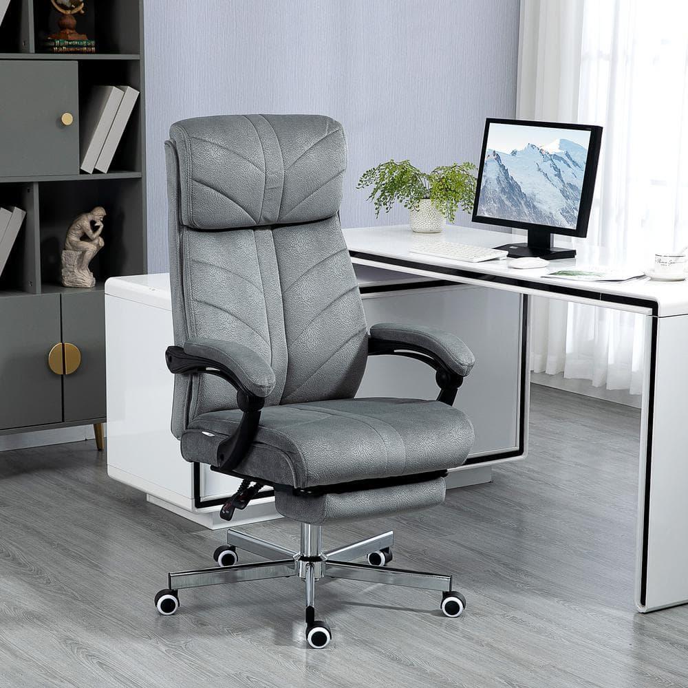 Vinsetto High-Back Ergonomic Office Chair with Footrest, Microfiber Computer Chair with Reclining Function and Armrest, Executive Office Chair, Gray