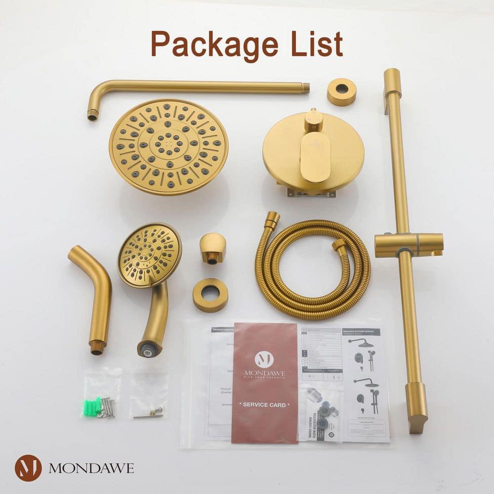 mondawe Calliope Wall Mounted 3 Function Retro Shower System with 3 Setting Handheld MD-A3815-BG3