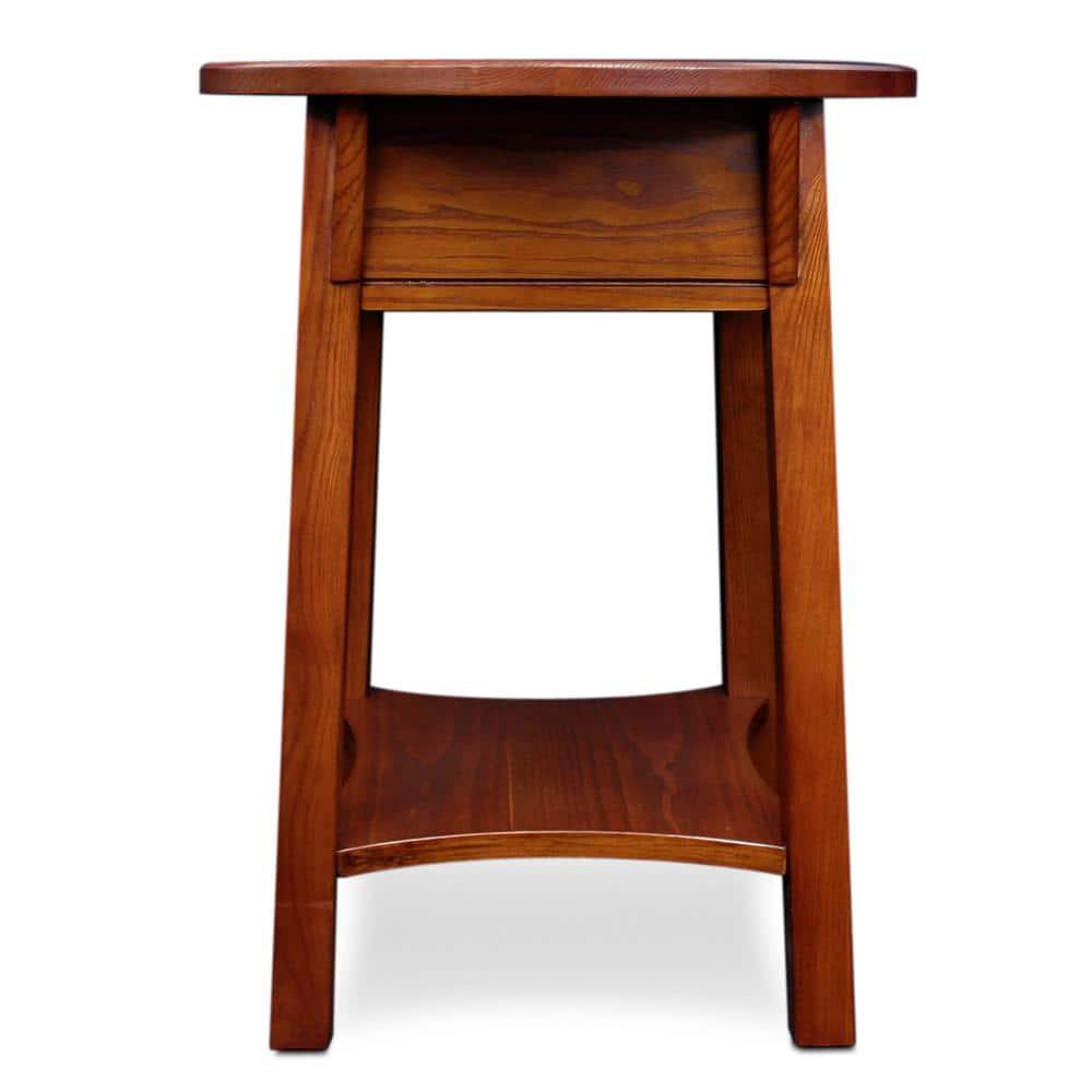 Leick Home 9056-RS Mission Round End Table with Drawer, Made with Solid Wood, Side Table for Living Room, Bedroom, and Office, Russet Finish