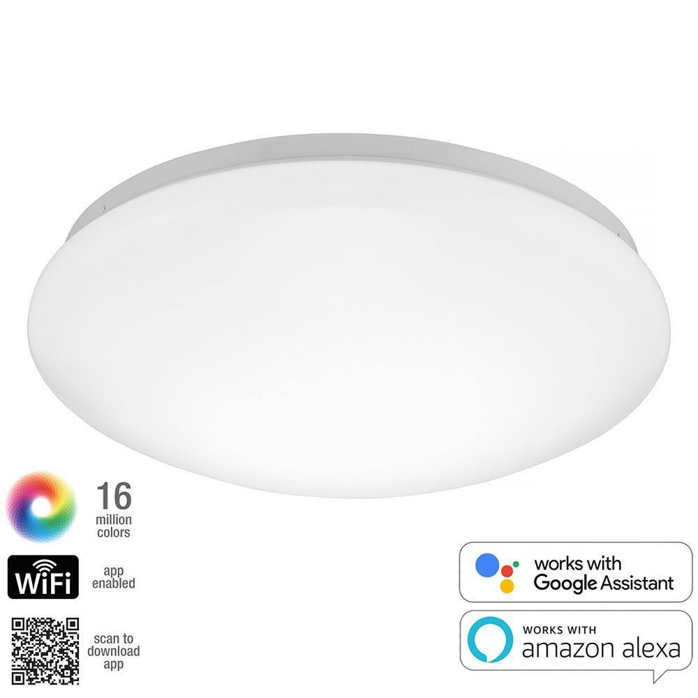 Luvoni by Maxxima 13 in. Smart WiFi LED Mushroom Light Ceiling Fixture, Dimmable, CCT 2000K-5000K, 1500 Lumens