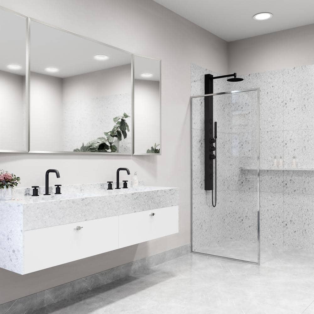 Meridian 34" W x 74" H Fixed Framed Shower Screen with 3/8" Glass