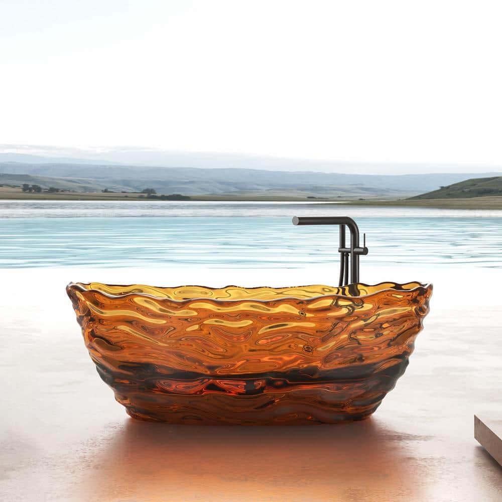 69" x 29.5" Freestanding Soaking Stone Resin Bathtub with Polished Chrome Pop Up Drain