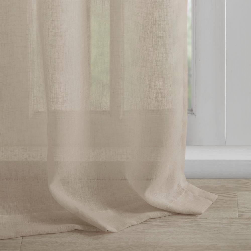 Madison Park Rosette Floral Embellished Cuff Tab Top Solid Single Curtain Panel