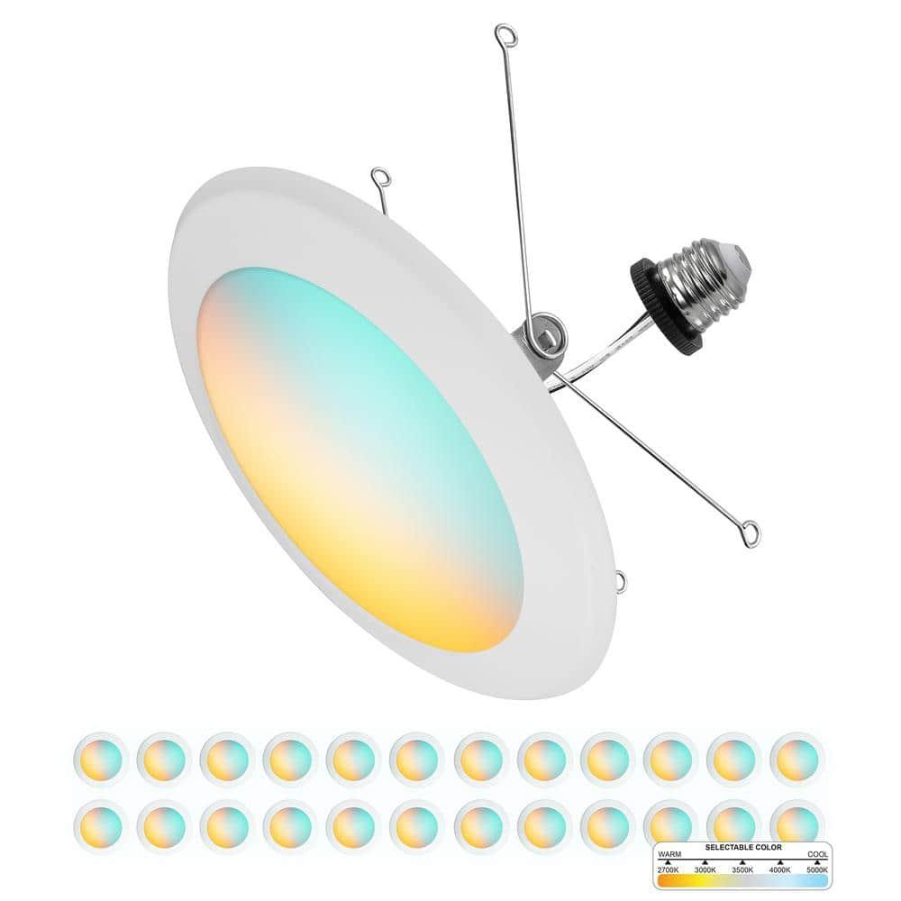 5/6 in. 5CCT Selectable Remodel 15W Retrofit Disk Light E26 Base LED Recessed Lighting Kit 24PK
