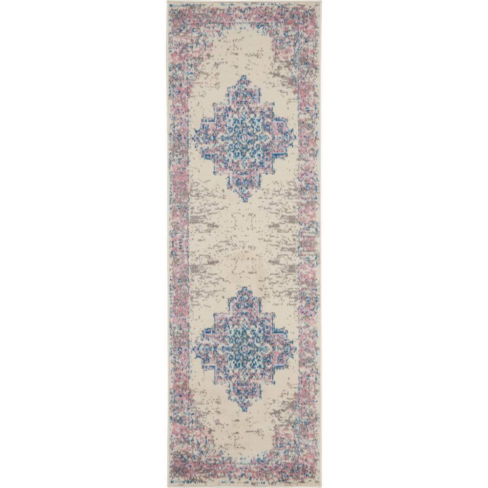 Nourison Grafix GRF14 Ivory/Pink Area Rug 2'3" x 7'6"