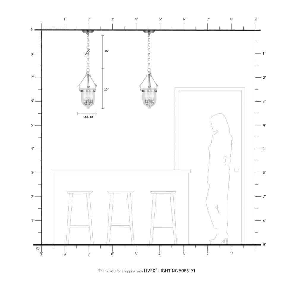 Livex Lighting Jefferson 3 - Light Chandelier in  Brushed Nickel