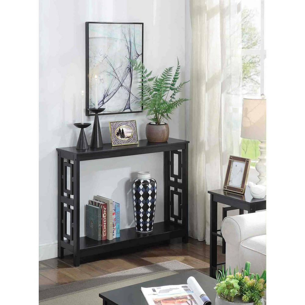 Convenience Concepts Town Square Console Table in Black Wood Finish