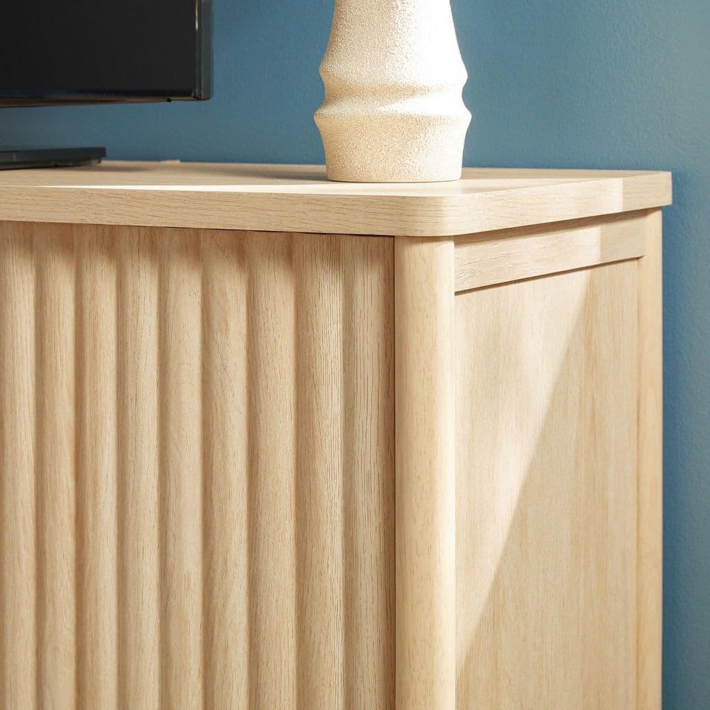 Scandinavian Reeded TV Stand with Storage for up to 70" TVs, Coastal Oak