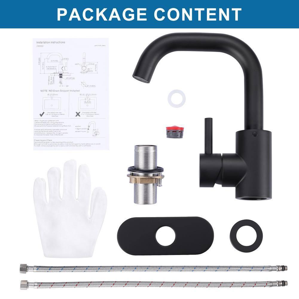 ARCORA AR7400602B Single Handle Stainless Steel Bar Faucet With Supply Lines And Deckplate